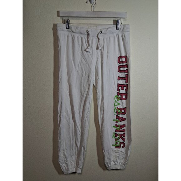 Lagaci Capris Joggers Outer Banks OBX Casual Loungewear Beach White Sz Large AL2 - Picture 1 of 4